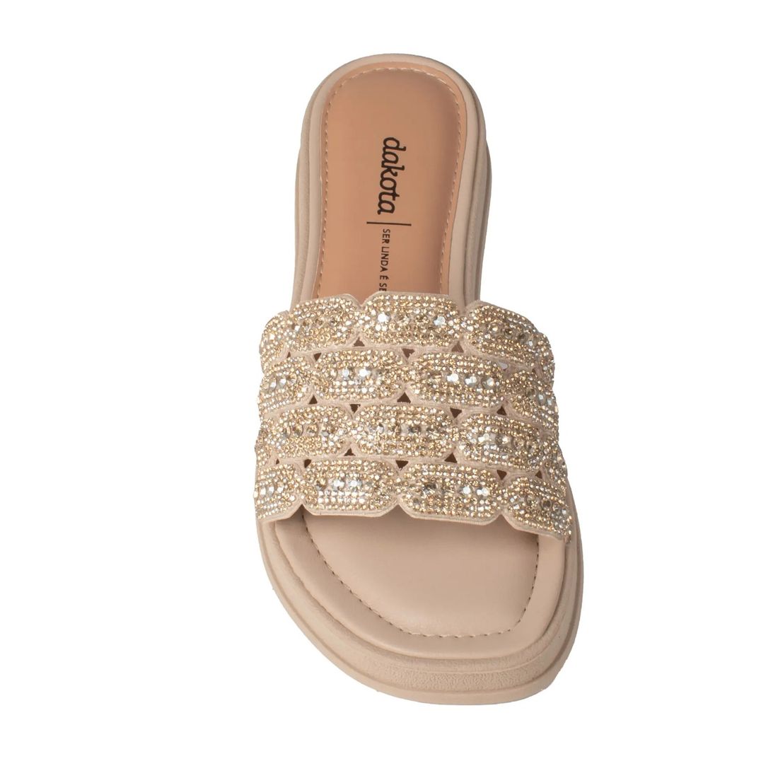 Rasteira Dakota Flatform Feminino Cor Bege/Dourado Rasteira Dakota Flatform Feminino Cor Bege/Dourado