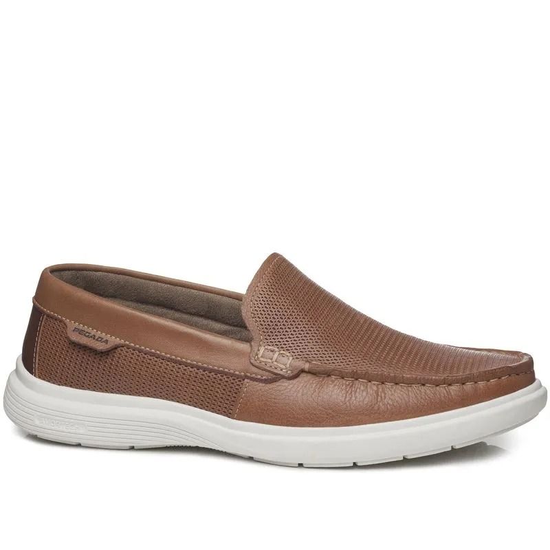 Mocassim Pegada Em Couro Masculino Cor Marrom