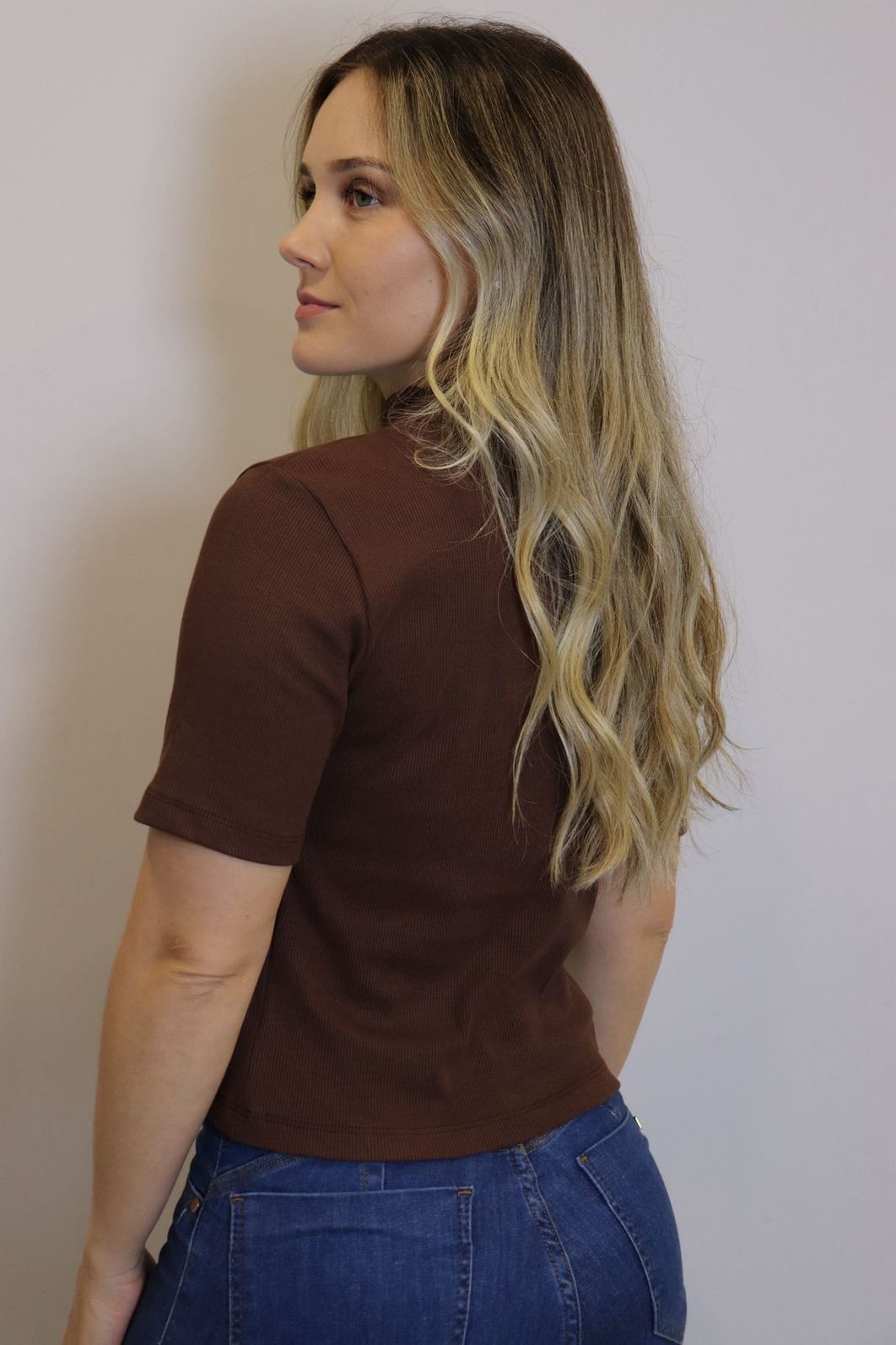 Cropped Lzt Gola Alta Ribana Feminino Cor Marrom Cropped Lzt Gola Alta Ribana Feminino Cor Marrom