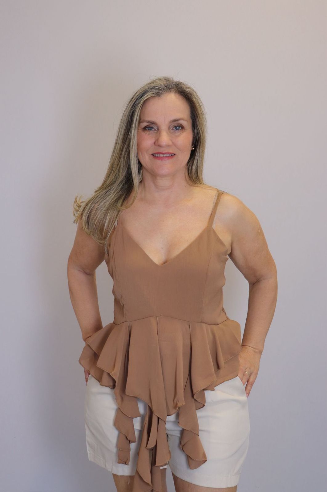 Blusa Maxma Babados Femino Cor Marrom Blusa Maxma Babados Femino Cor Marrom