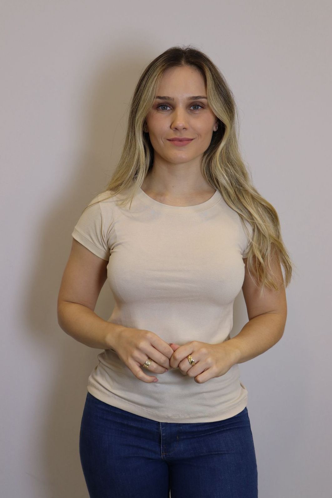 Blusa Lzt Baby Look Viscose Feminino Cor Capuccino Blusa Lzt Baby Look Viscose Feminino Cor Capuccino