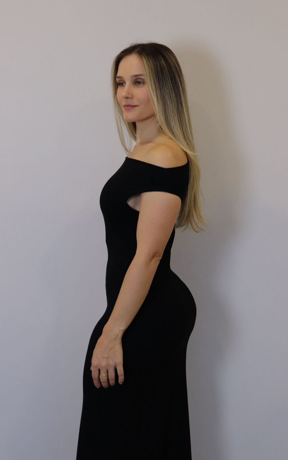 Vestido Lzt Ombo A Ombro Ribana Feminino Cor Preto Vestido Lzt Ombo A Ombro Ribana Feminino Cor Preto