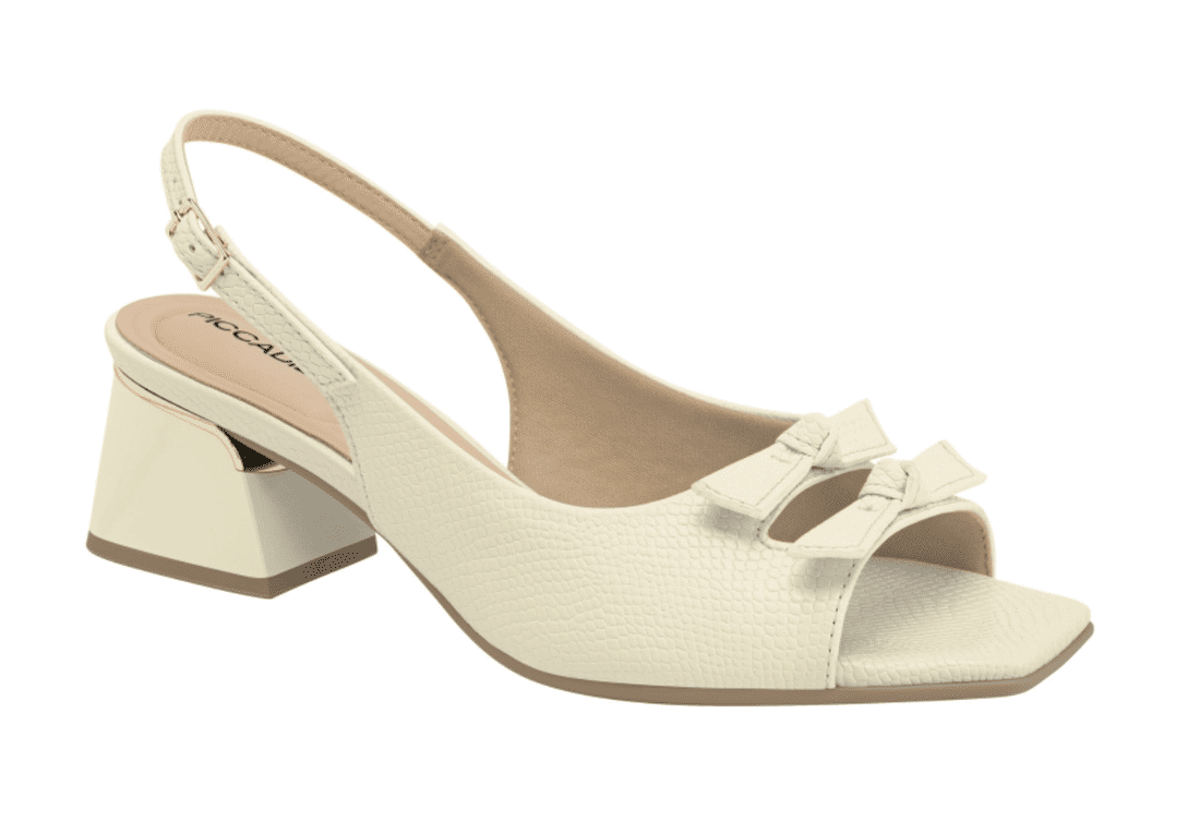 Sandália Piccadilly Salto Médio Feminino Cor Off White Sandália Piccadilly Salto Médio Feminino Cor Off White