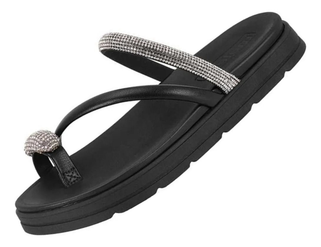Papete Slide Moleca Com Brilho Feminino Preto Papete Slide Moleca Com Brilho Feminino Preto