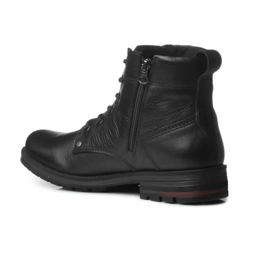 Bota Pegada Em Couro Masculino Cor Preto Bota Pegada Em Couro Masculino Cor Preto