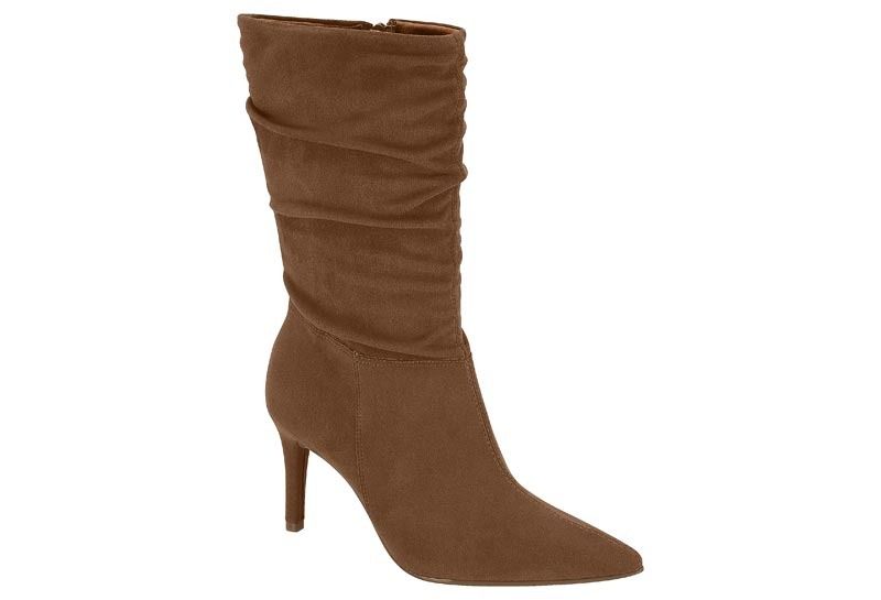 Bota Vizzano Salto Alto Bico Fino Feminino Cor Marrom Bota Vizzano Salto Alto Bico Fino Feminino Cor Marrom