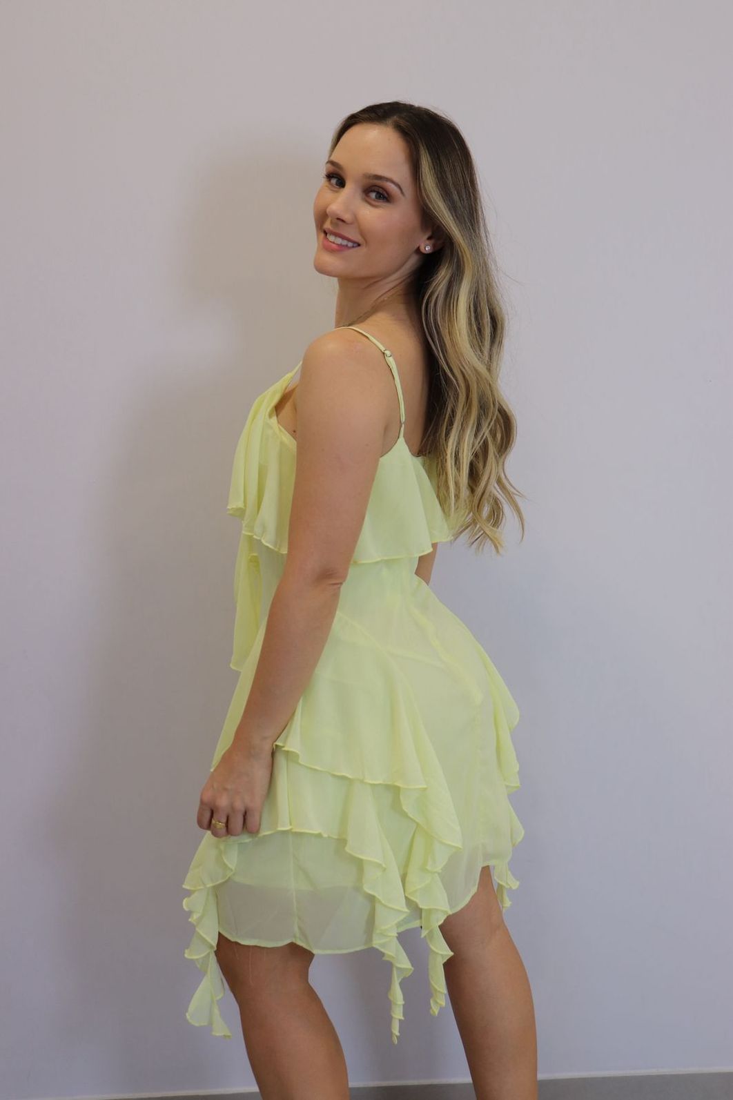 Vestido Curto My Chush Feminino Cor Amarelo