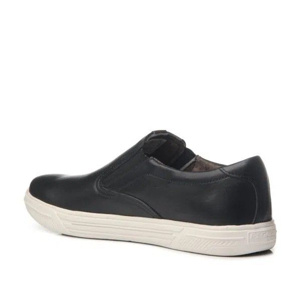 Tênis Slip On Pegada Em Couro Masculino Cor Marrom Preto Tênis Slip On Pegada Em Couro Masculino Cor Marrom Preto