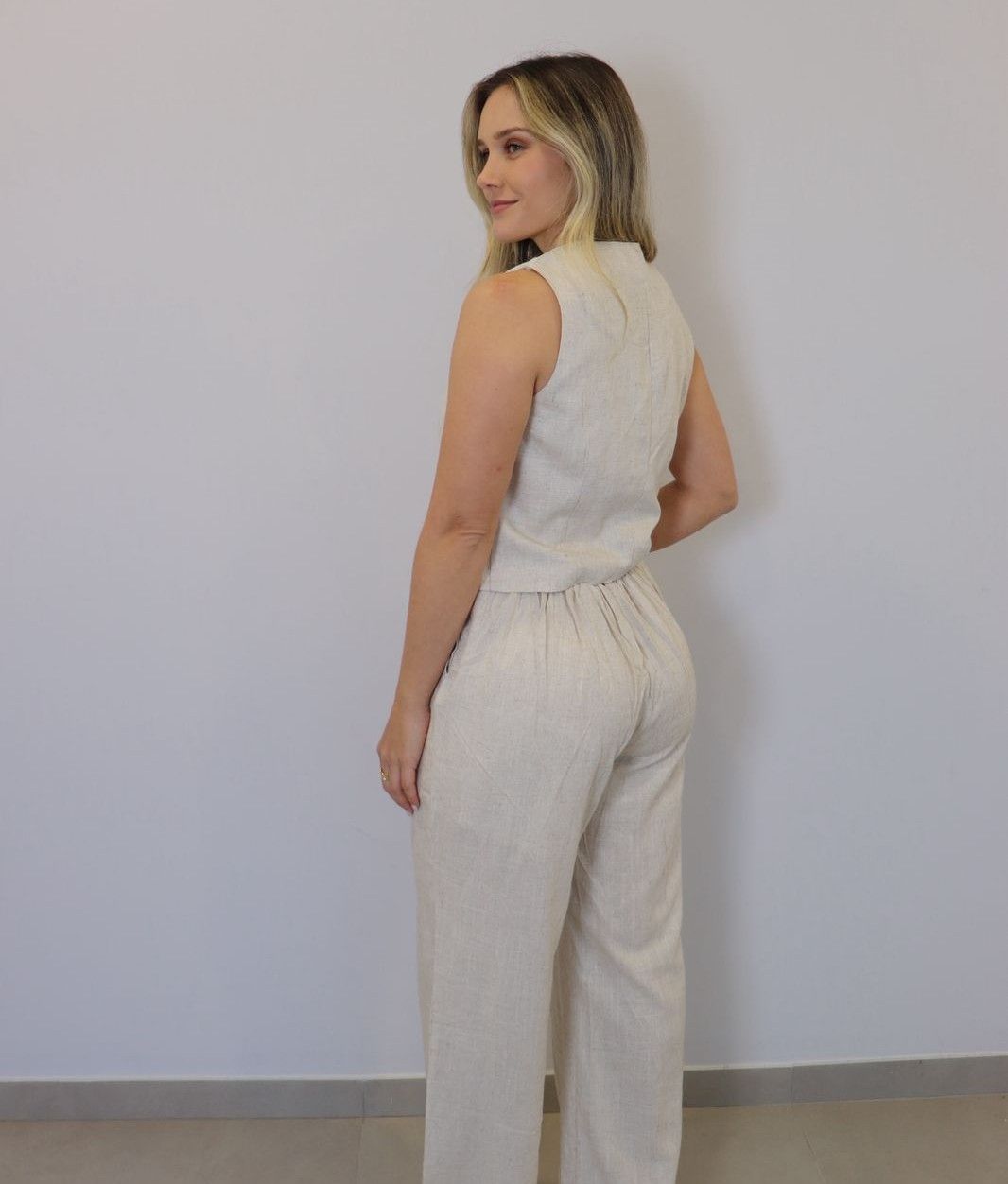 Conjunto Bellina Alfaiataria Linho Feminino Cor Nude Conjunto Bellina Alfaiataria Linho Feminino Cor Nude