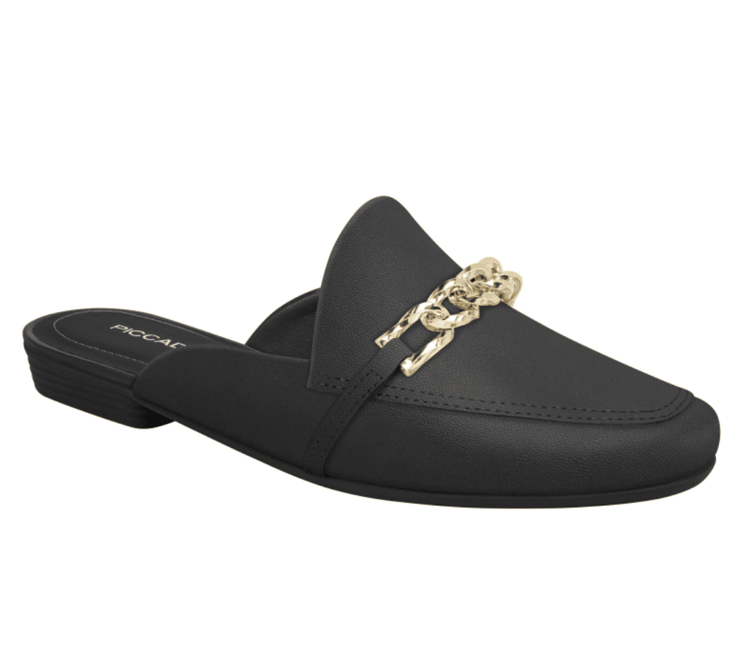 Mule Piccadilly Com Correntes Feminino Cor Preto