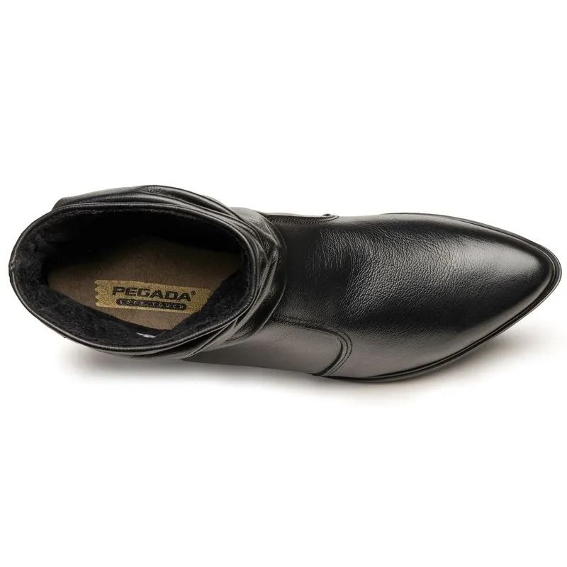 Bota Pegada Cano Baixo Em Couro Feminino Cor Preto Bota Pegada Cano Baixo Em Couro Feminino Cor Preto