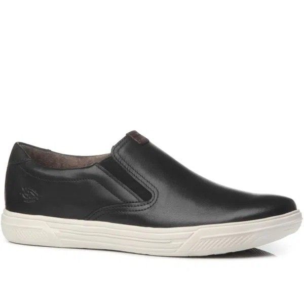 Tênis Slip On Pegada Em Couro Masculino Cor Marrom Preto Tênis Slip On Pegada Em Couro Masculino Cor Marrom Preto