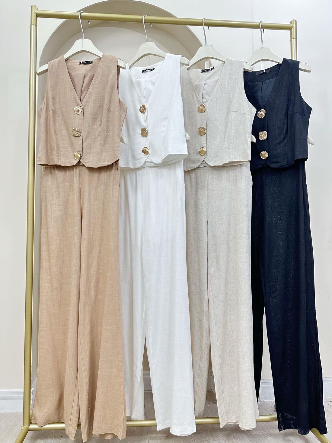 Conjunto Bellina Alfaiataria Linho Feminino Cor Nude Conjunto Bellina Alfaiataria Linho Feminino Cor Nude