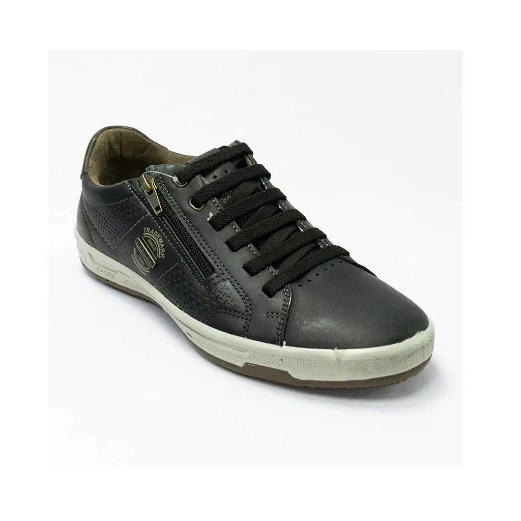 Sapatênis Pegada em Couro Masculino Cor Preto Sapatênis Pegada em Couro Masculino Cor Preto