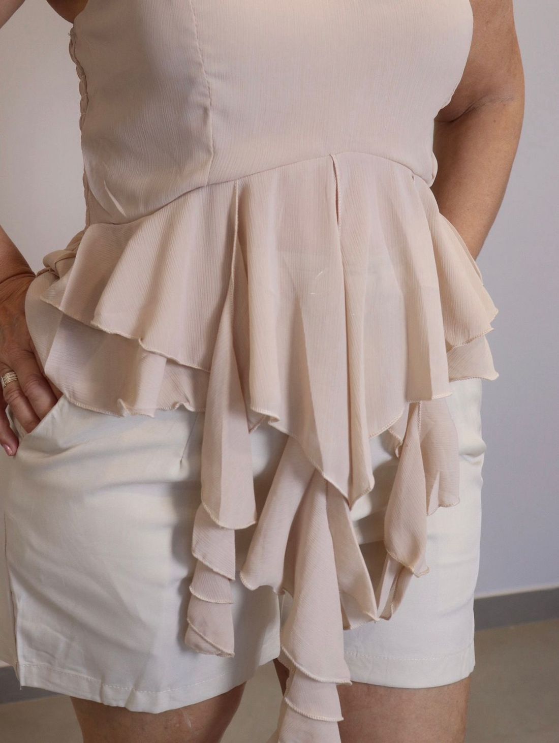 Blusa Maxma Babados Femino Cor Nude Blusa Maxma Babados Femino Cor Nude