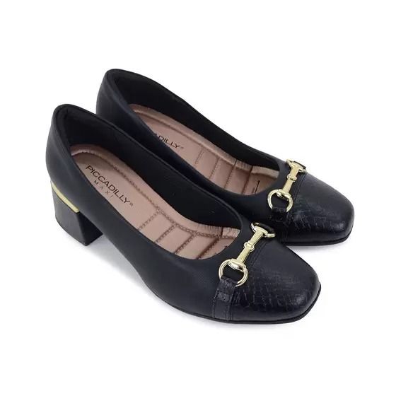 Sapato Picadilly Salto Médio Feminino Cor Preto