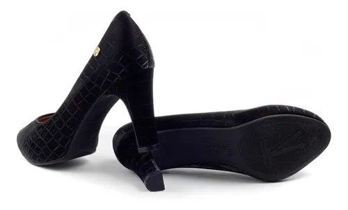 Scarpin Vizzano Meia Pata Salto Alto Feminino Cor Preto Scarpin Vizzano Meia Pata Salto Alto Feminino Cor Preto