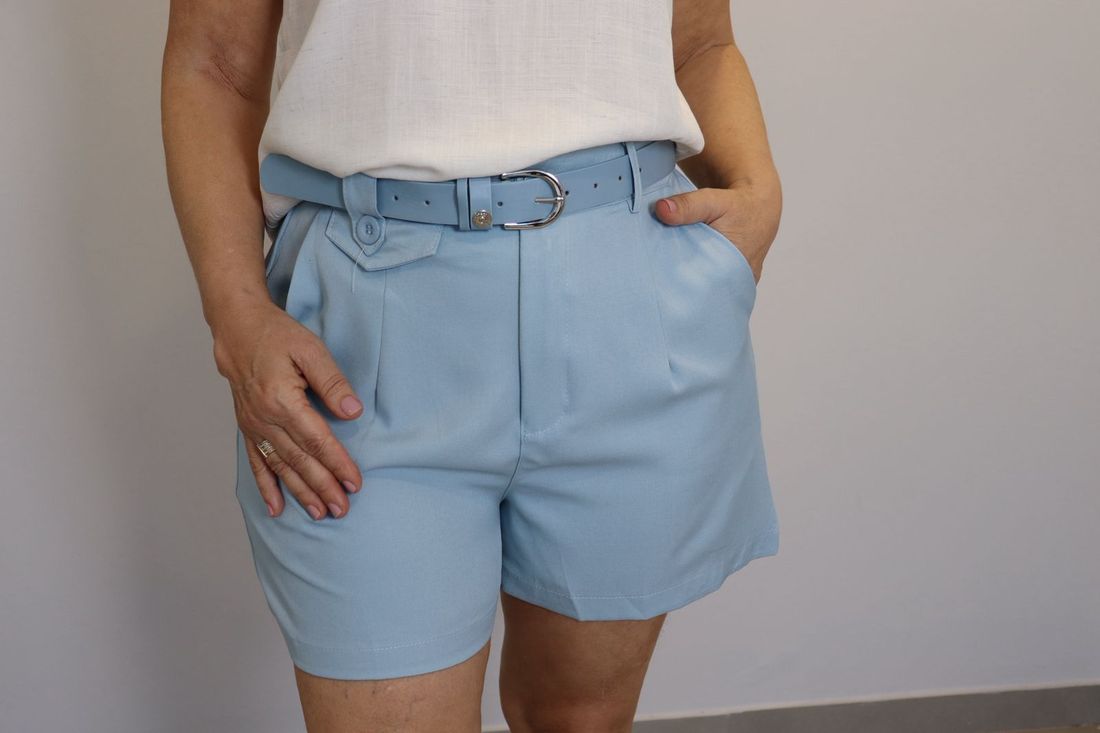 Short Maxma Linho Feminino Cor Azul Short Maxma Linho Feminino Cor Azul
