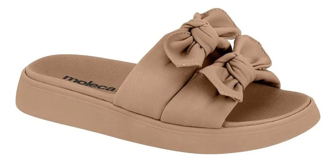 Papete Slide Moleca Com Laço Feminino Cor Nude Papete Slide Moleca Com Laço Feminino Cor Nude