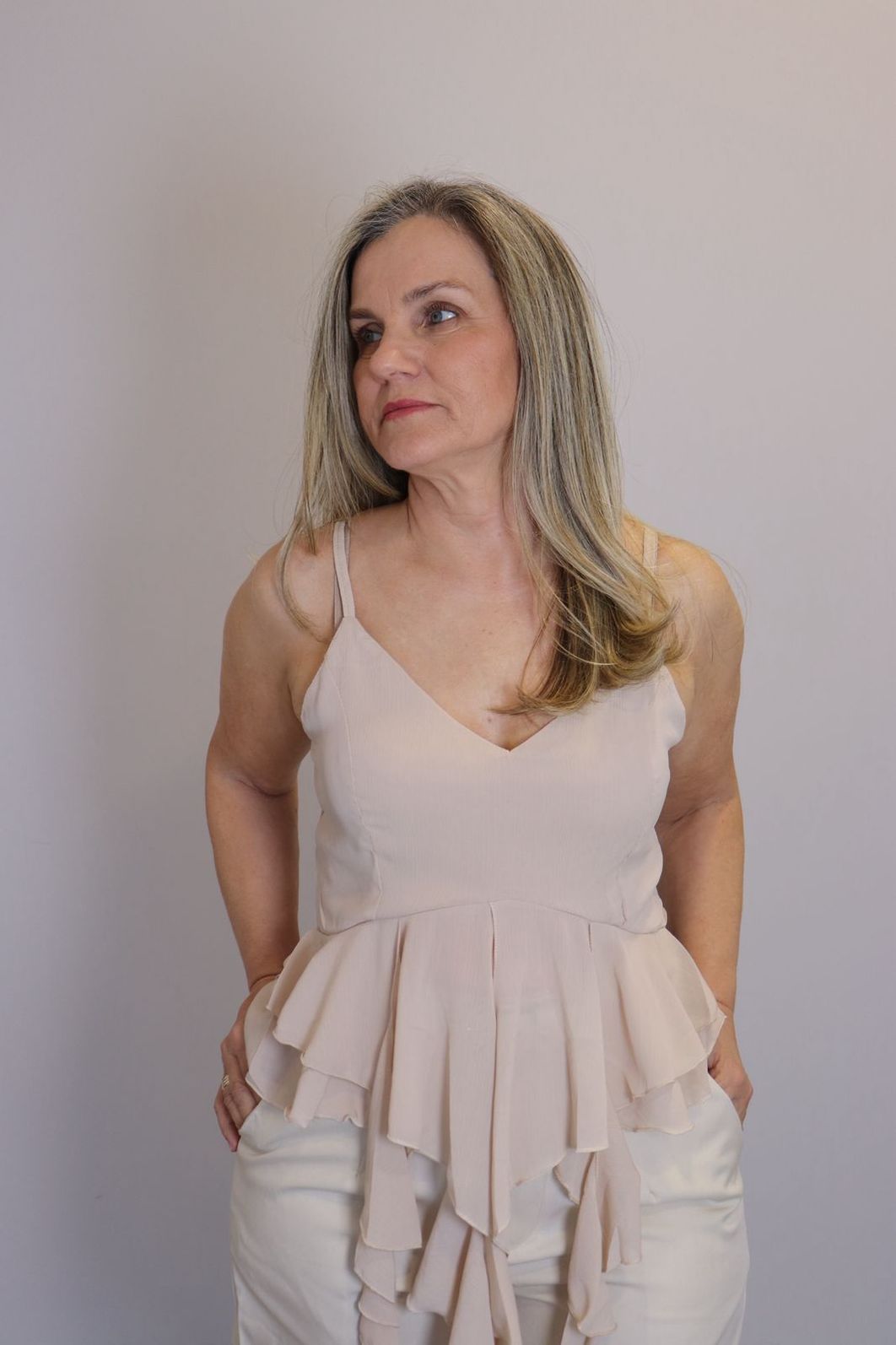 Blusa Maxma Babados Femino Cor Nude Blusa Maxma Babados Femino Cor Nude