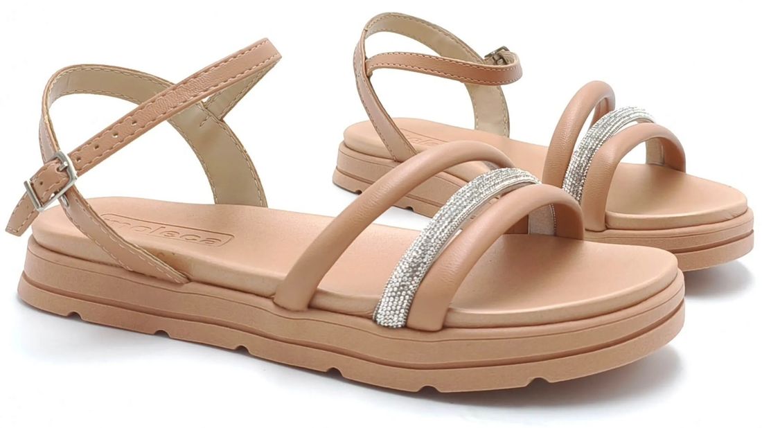 Sandália Moleca Rasteira Feminino Cor Nude