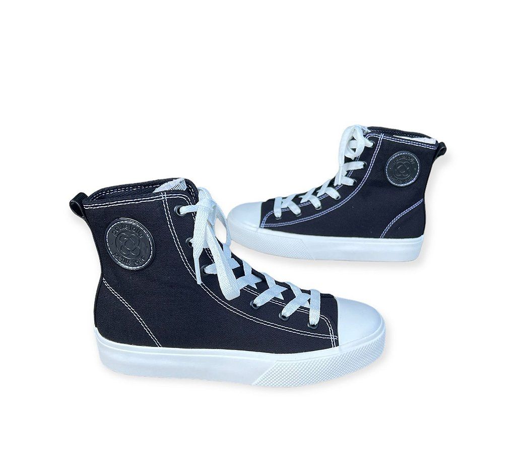 Tênis Petite Jolie Cano Alto Feminino Cor Preto/Branco Tênis Petite Jolie Cano Alto Feminino Cor Preto/Branco