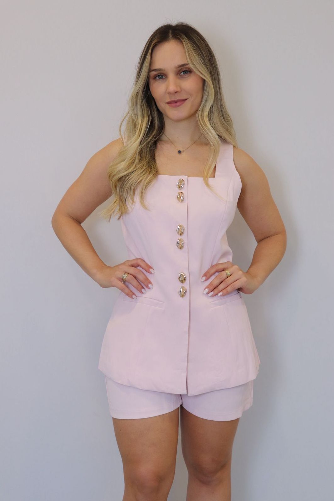 Conjunto Bellina Alfaiataria Feminino Cor Rosa Conjunto Bellina Alfaiataria Feminino Cor Rosa