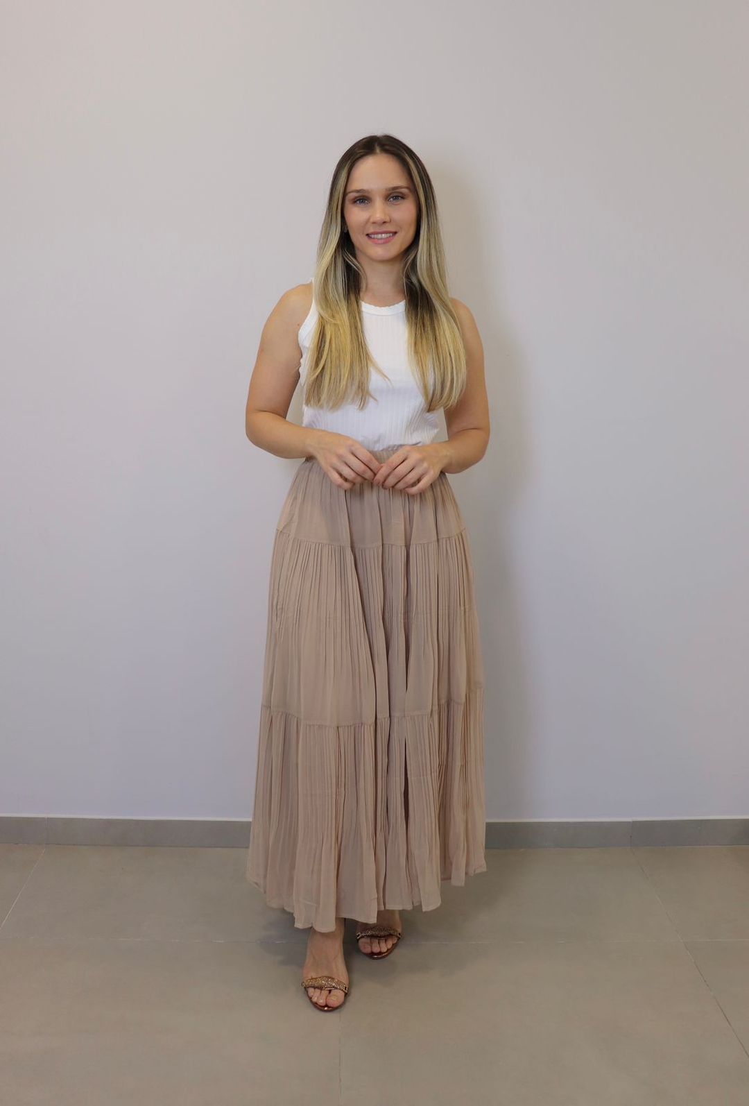 Saia Bellina Feminino Cor Caqui