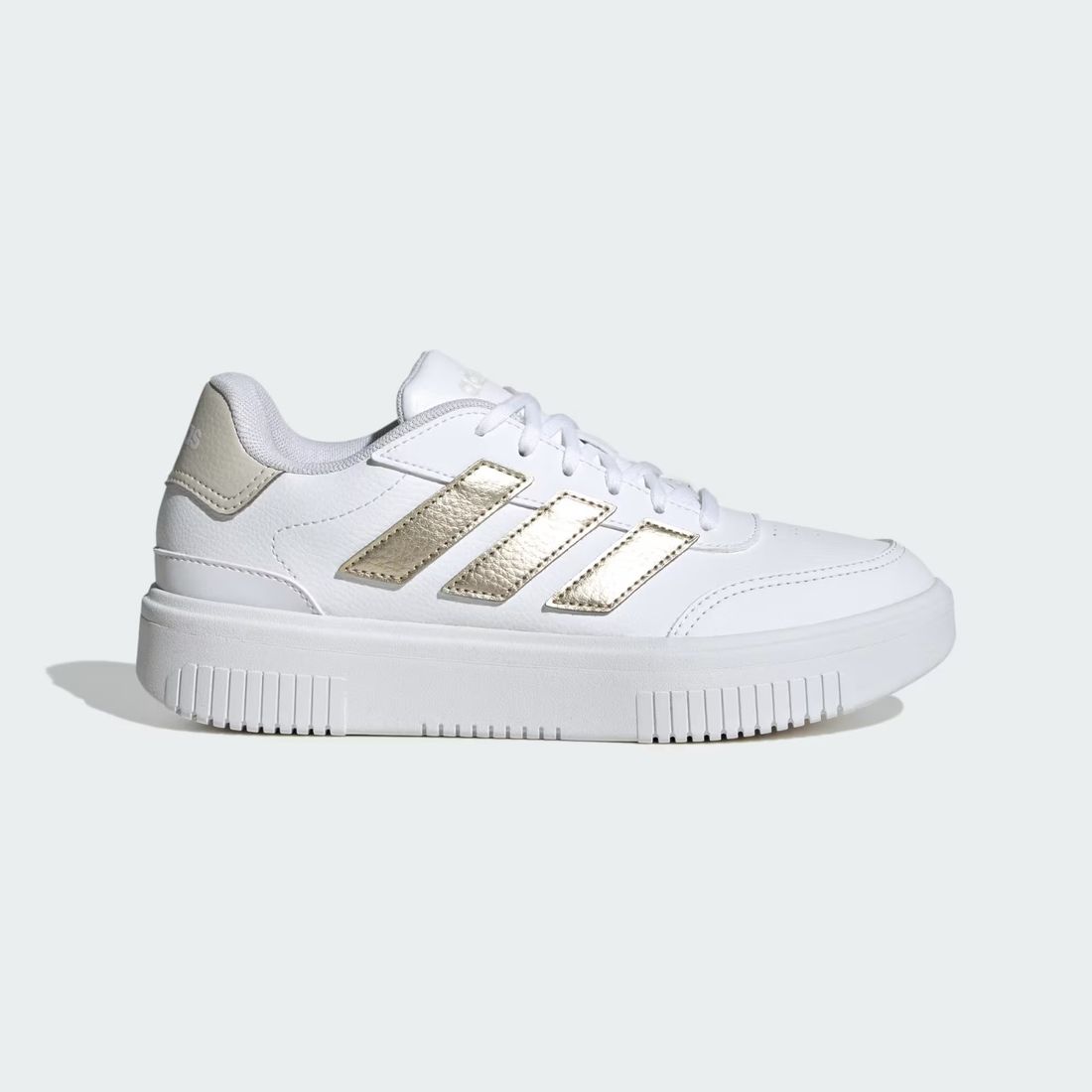 Tênis Adidas Courtblock Feminino Cor Branco/Dourado Tênis Adidas Courtblock Feminino Cor Branco/Dourado