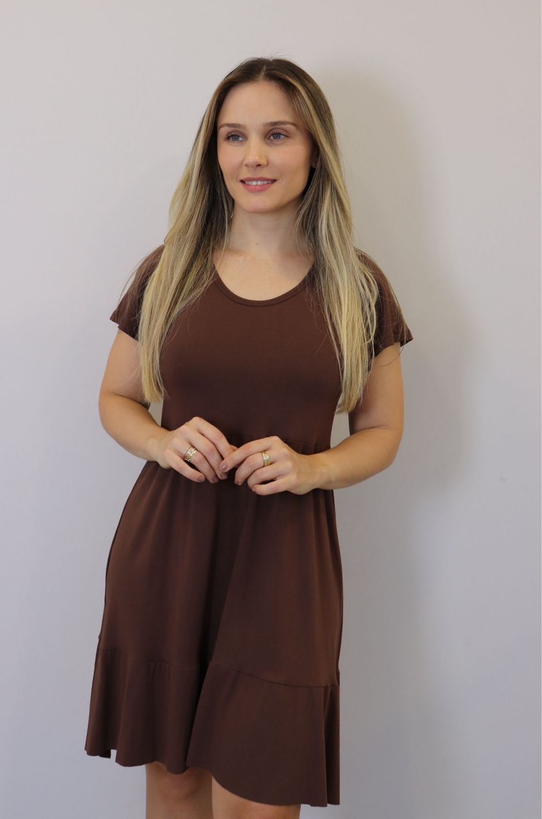 Vestido Kodos Curto Feminino Cor Cafe Vestido Kodos Curto Feminino Cor Cafe