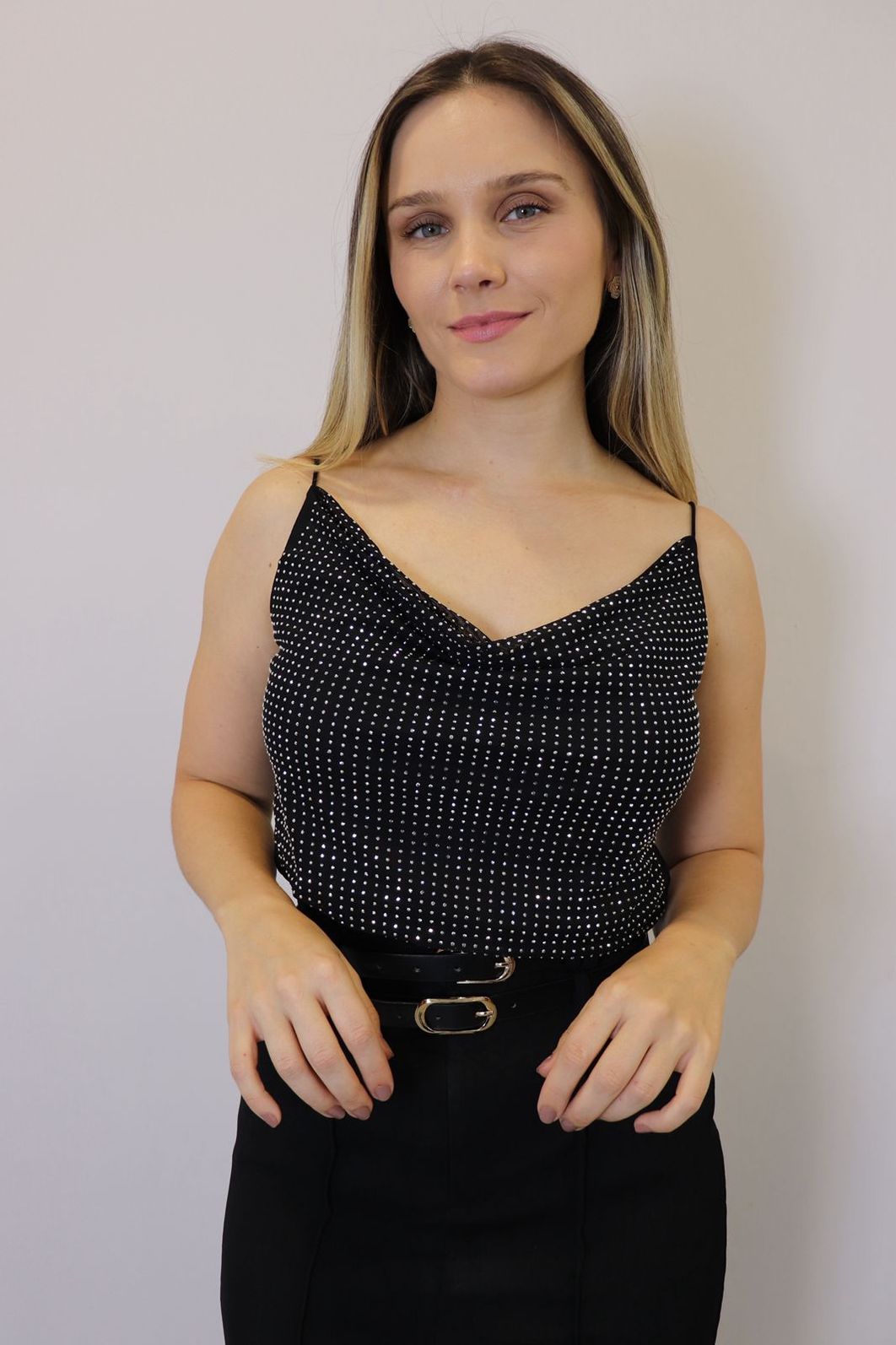 Regata Bellina Strass Feminino Cor Preto Regata Bellina Strass Feminino Cor Preto