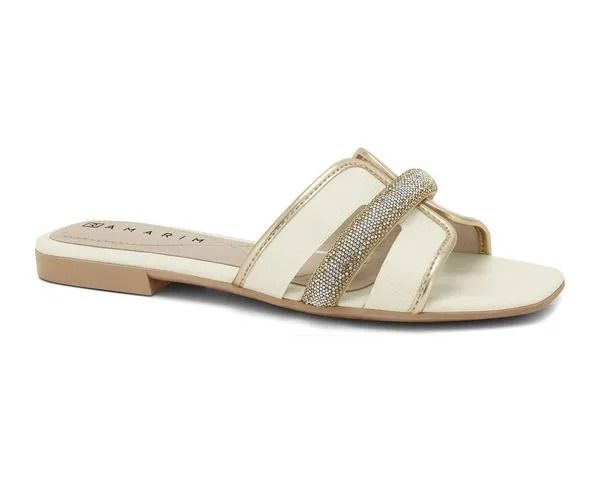 Rasteira Slide Ramarim Com Brilho Feminino Cor Bege Rasteira Slide Ramarim Com Brilho Feminino Cor Bege