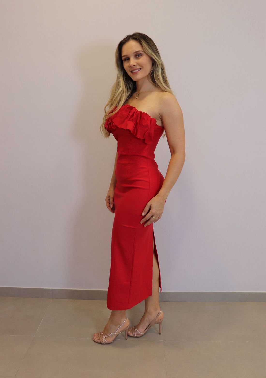 Vestido Midi My Crush Feminino Cor Vermelho