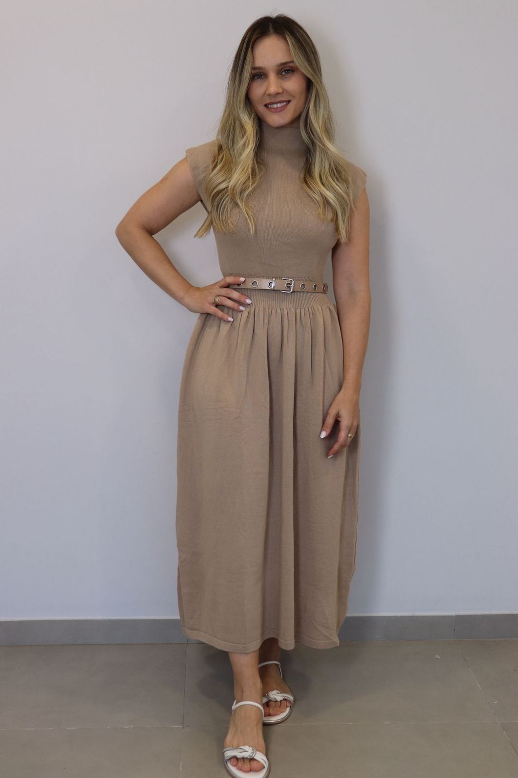 Vestido Bellina Evâse Modal Feminino Cor Nude Vestido Bellina Evâse Modal Feminino Cor Nude