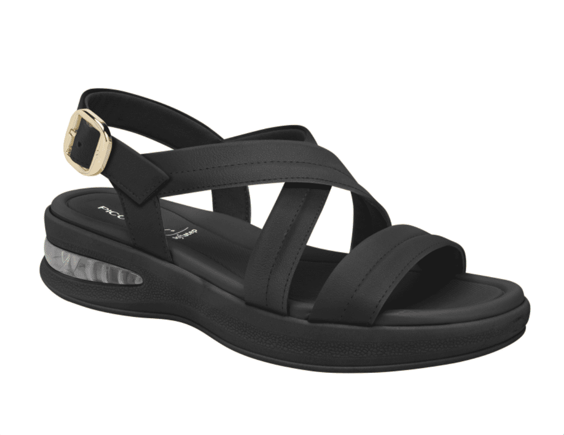 Sandália SoftStep Anabela Feminino Cor Preto