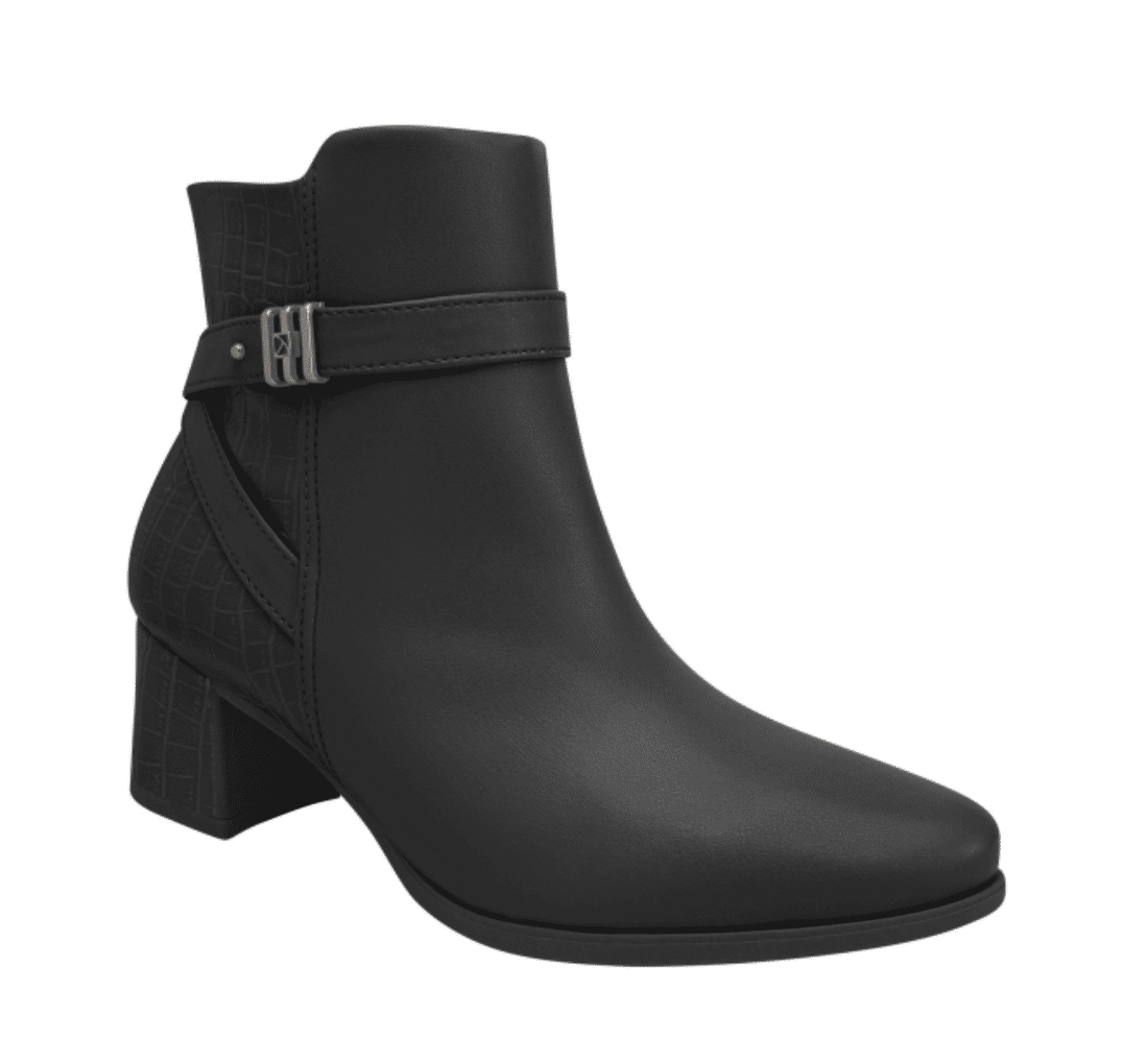 Bota Piccadilly Cano Curto Salto Baixo Feminino Cor Preto