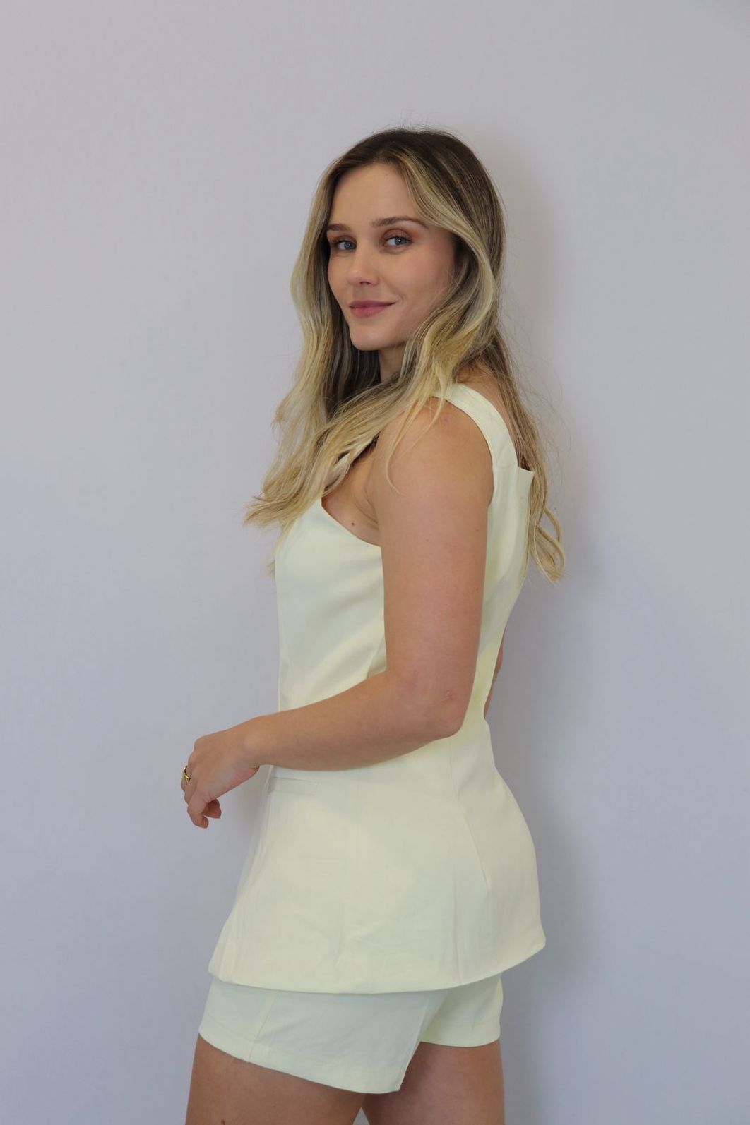 Conjunto Bellina Alfaiataria Feminino Cor Amarelo