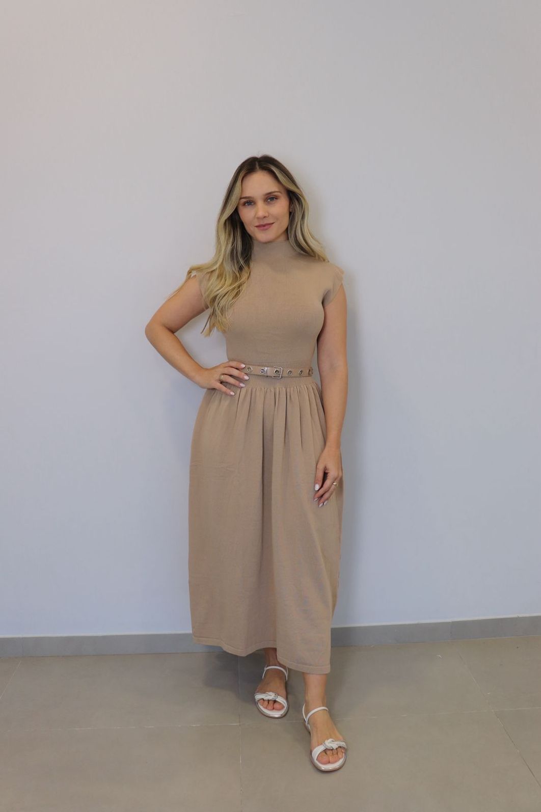 Vestido Bellina Evâse Modal Feminino Cor Nude Vestido Bellina Evâse Modal Feminino Cor Nude