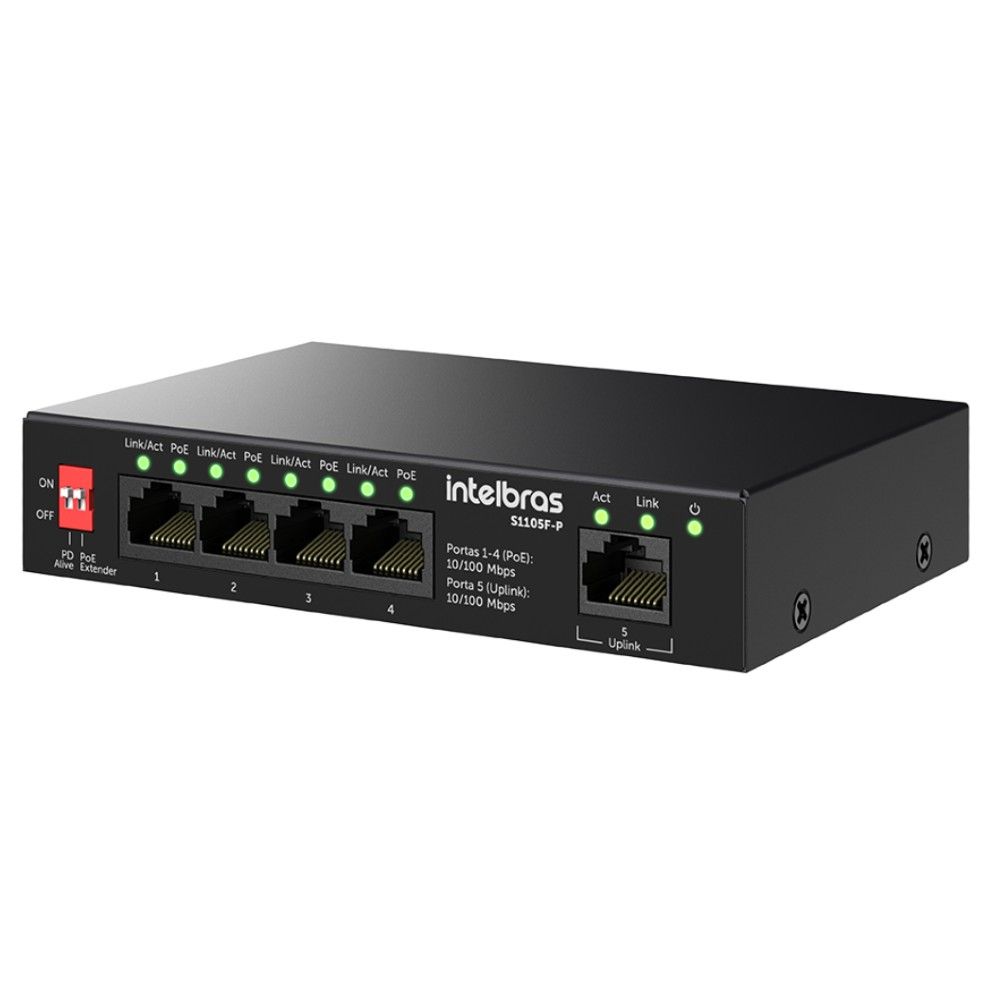 SWITCH NAO GERENCIAVEL POE 5 PORTAS 100MBPS S1105F-P