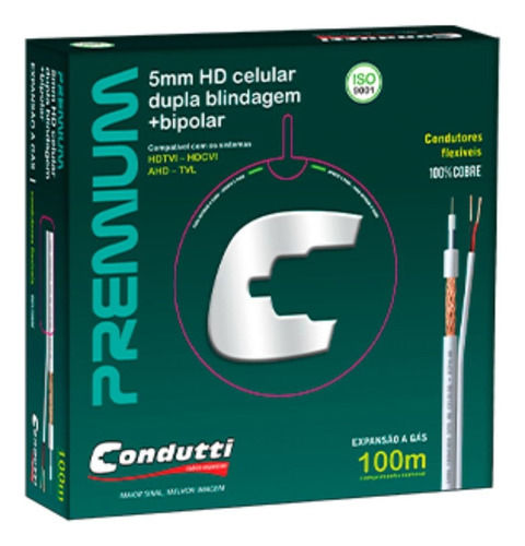CABO COAXIAL 5MM DUPLA BLINDAGEM + BIPOLAR BRANCO CAIXA 100M - CONDUTTI CABO COAXIAL 5MM DUPLA BLINDAGEM + BIPOLAR BRANCO CAIXA 100M - CONDUTTI