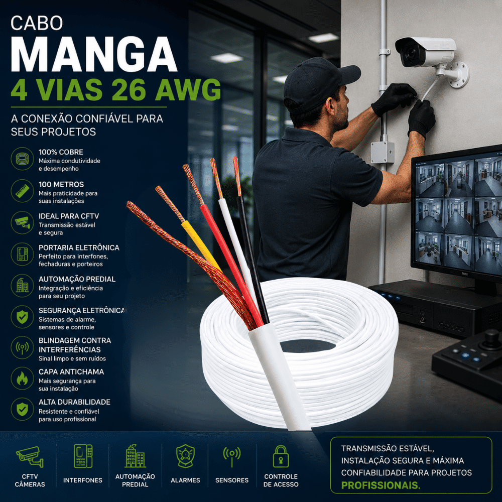 CABO MANGA 4 VIAS BRANCO CAIXA 100M - CONDUTTI CABO MANGA 4 VIAS BRANCO CAIXA 100M - CONDUTTI