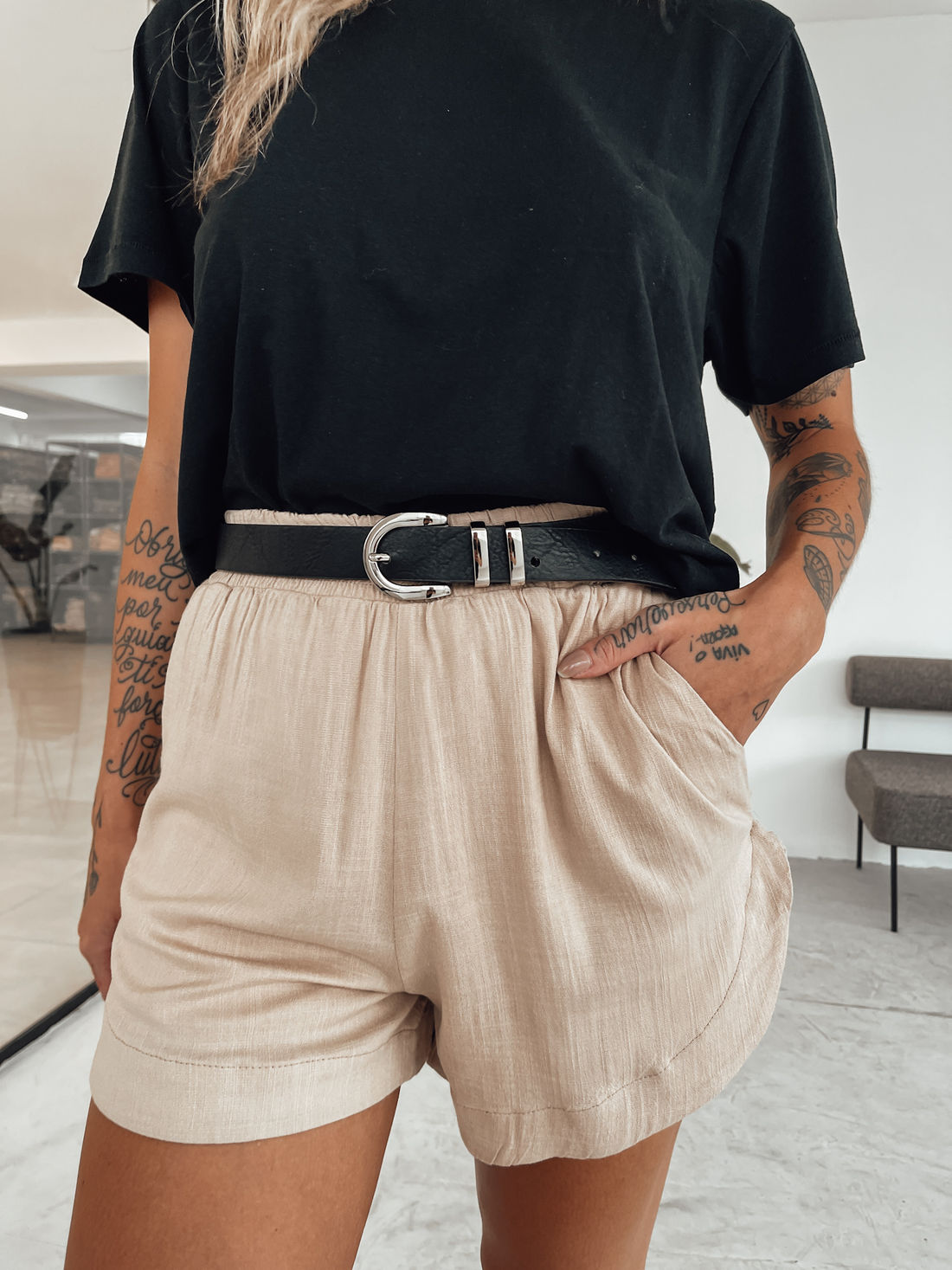 SHORT VISCOLINHO VANILLA AREIA SHORT VISCOLINHO VANILLA AREIA