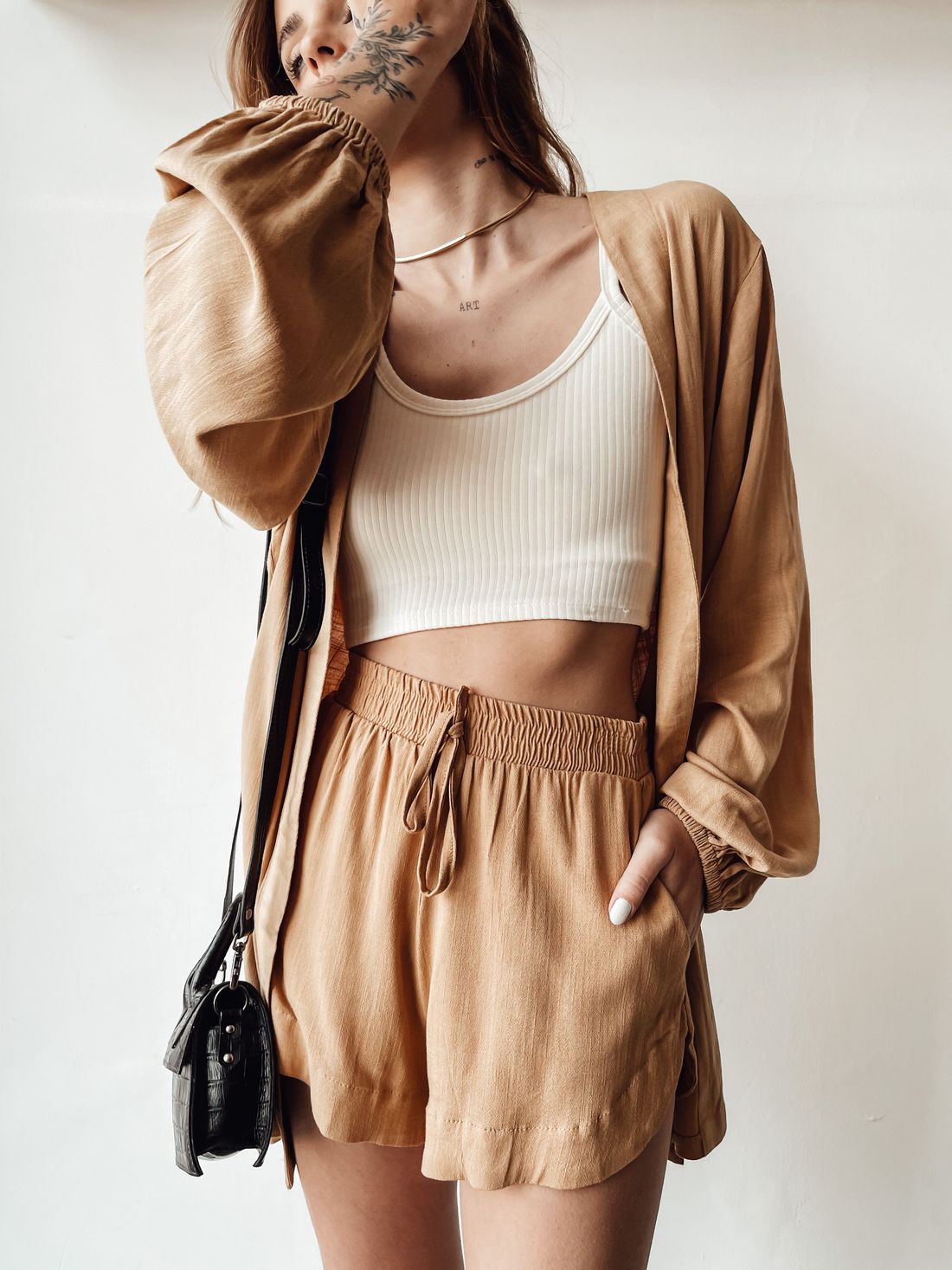 SHORT VISCOLINHO VANILLA CAPPUCCINO SHORT VISCOLINHO VANILLA CAPPUCCINO