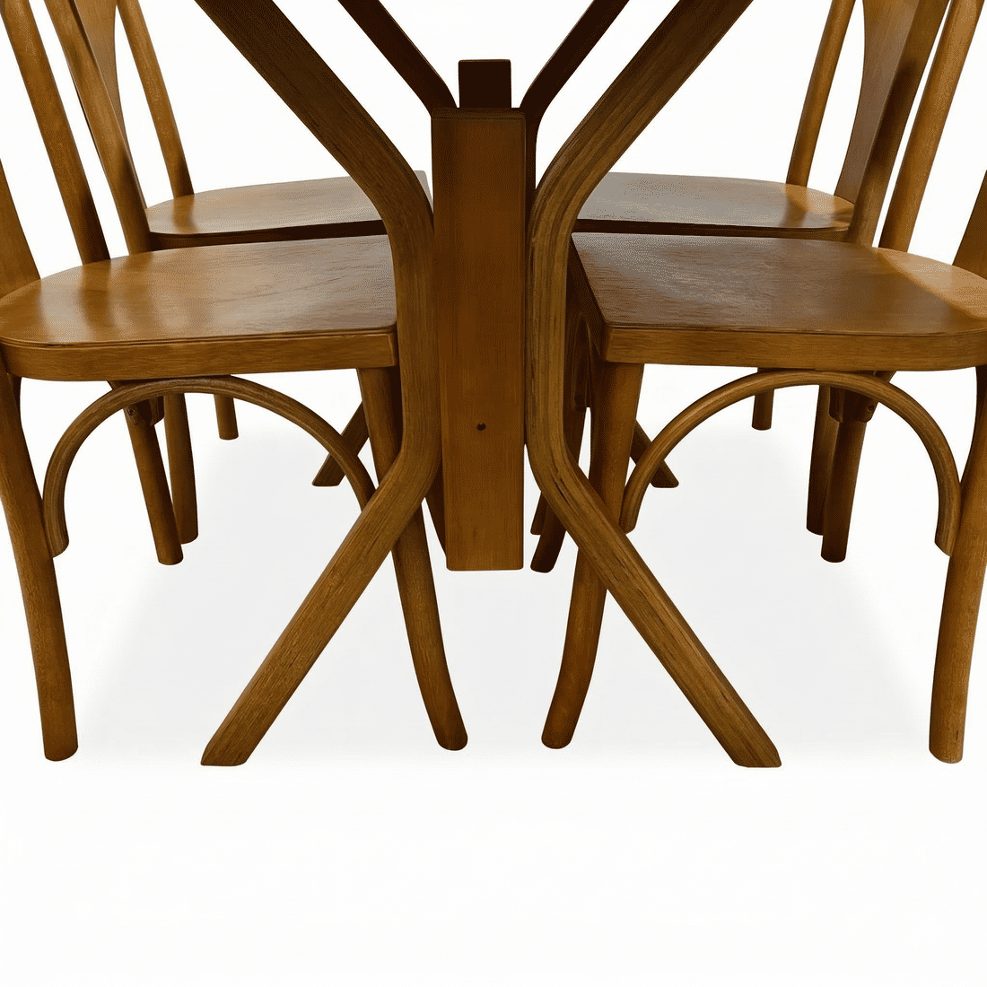 Mesa X 120x80 Com 4 Cadeiras X Madeira Maciça Mel Mesa X 120x80 Com 4 Cadeiras X Madeira Maciça Mel