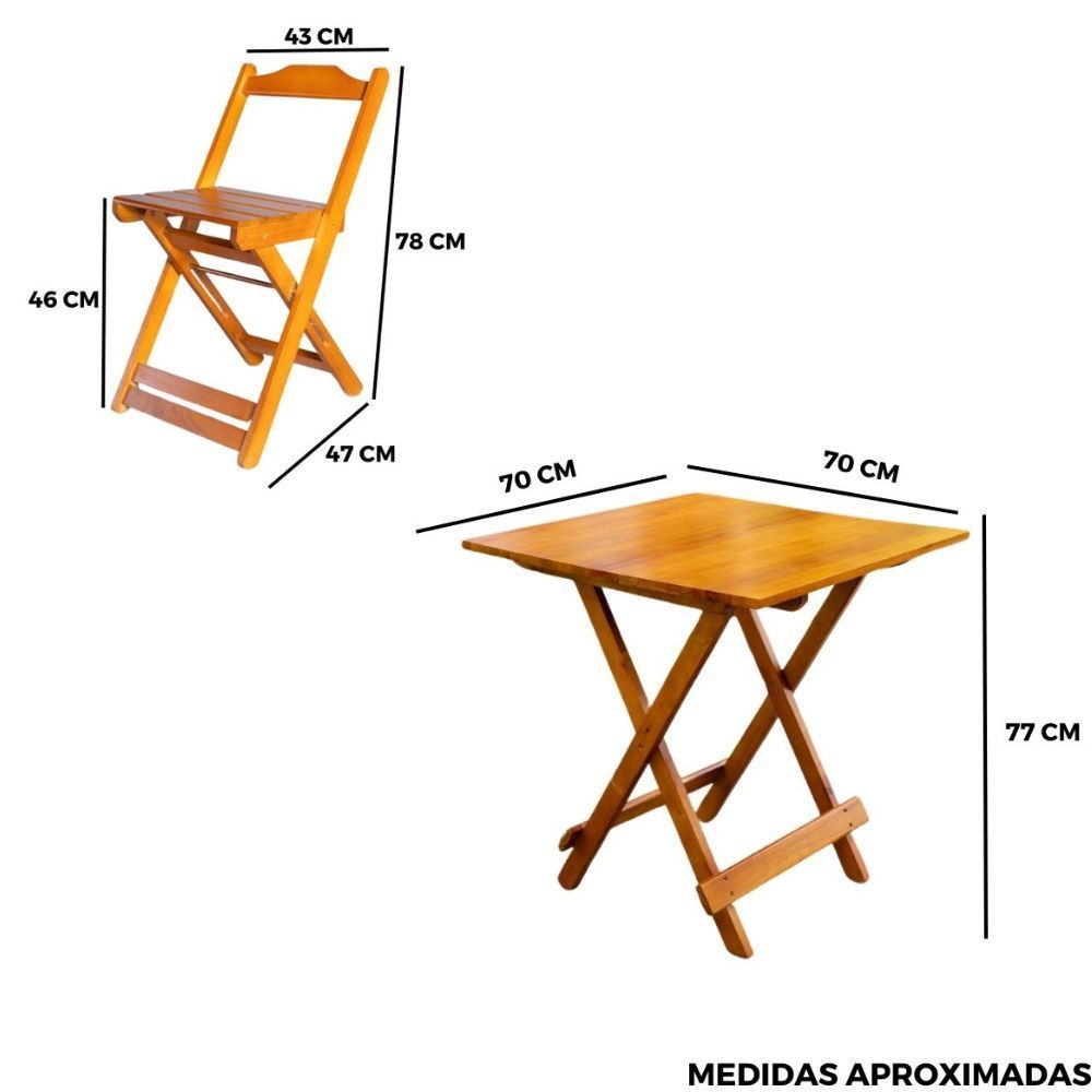 medidas conjunto dobravel 70x70 com 4 cadeiras preto