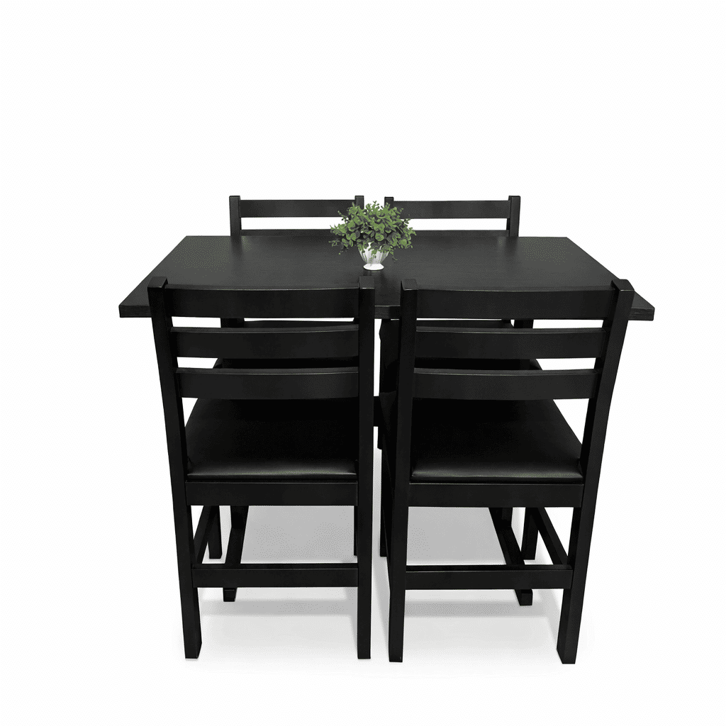 Conjunto Fixo 110x70 Mesa com 4 Cadeiras Estofadas ( PRETO )