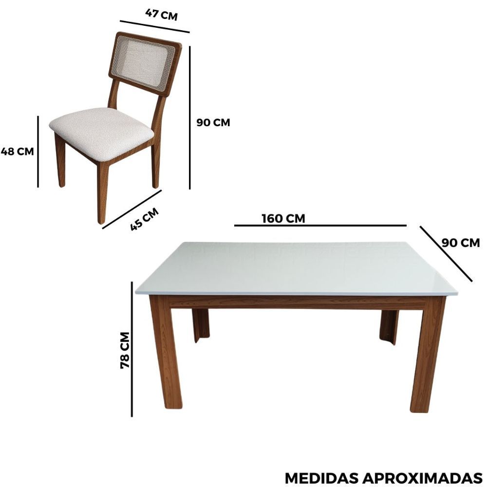 Conjunto Mesa 160x90cm com 6 cadeiras De Telinha Conjunto Mesa 160x90cm com 6 cadeiras De Telinha