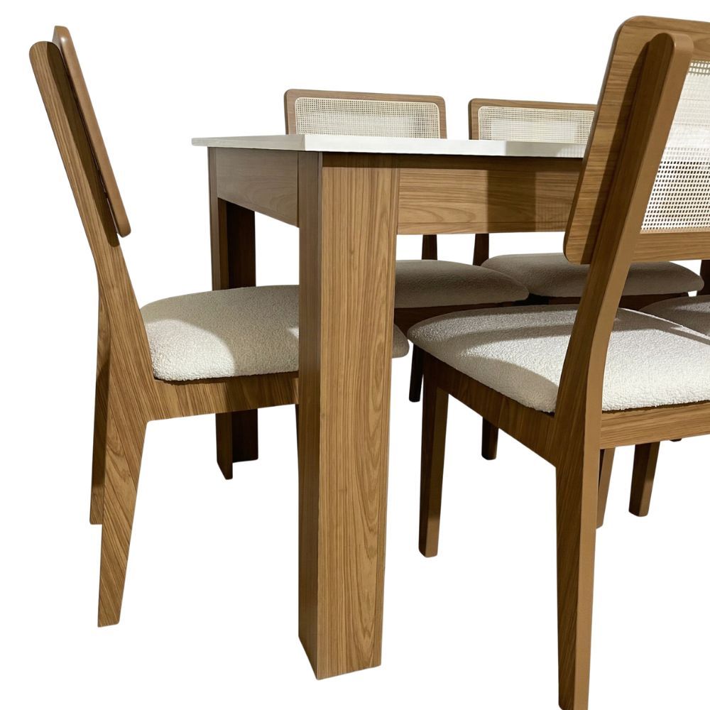 Conjunto Mesa 160x90cm com 6 cadeiras De Telinha Conjunto Mesa 160x90cm com 6 cadeiras De Telinha