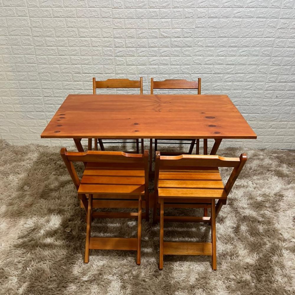 Conjunto Dobrável 120x70 Mesa com 4 Cadeiras ( MEL )