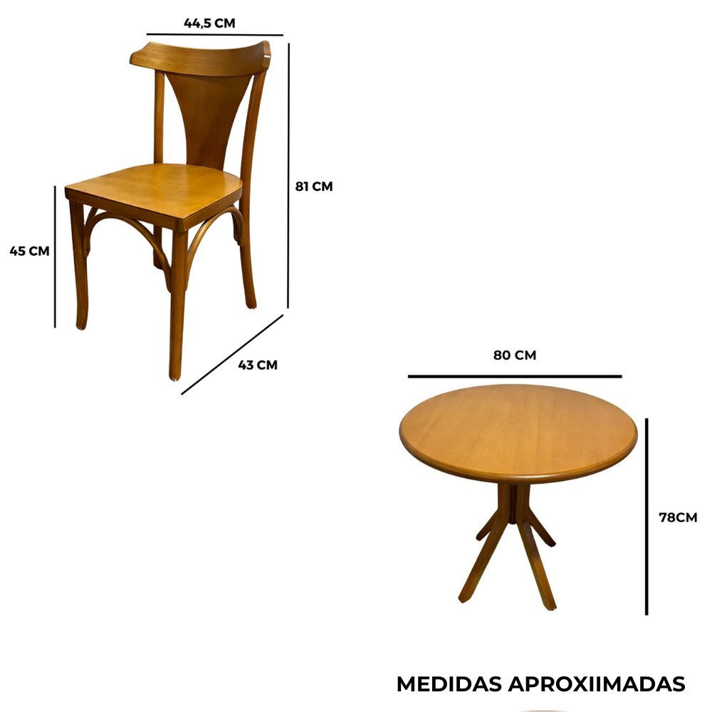 Conjunto Mesa Redonda X 80x80 Com 2 Cadeiras Italia Mel Conjunto Mesa Redonda X 80x80 Com 2 Cadeiras Italia Mel